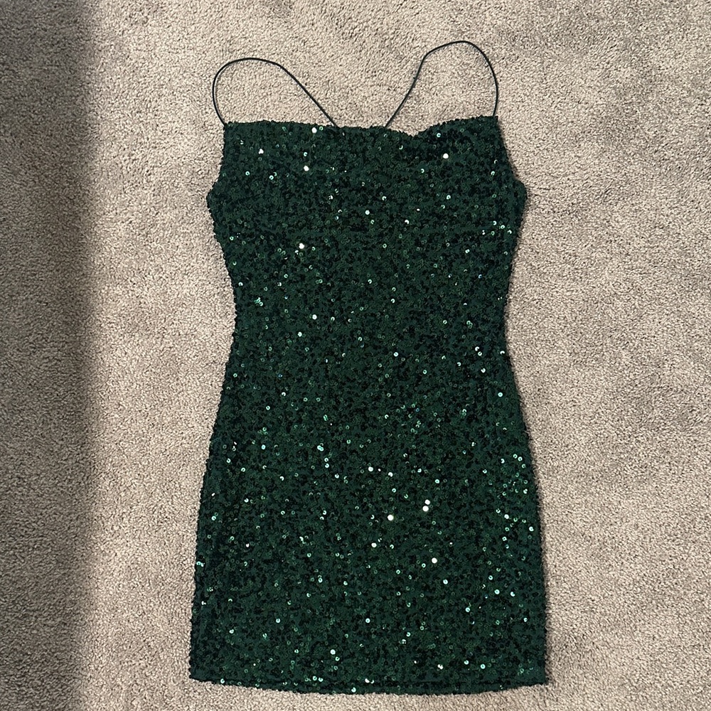 B Darlin Green Sequin Mini Dress